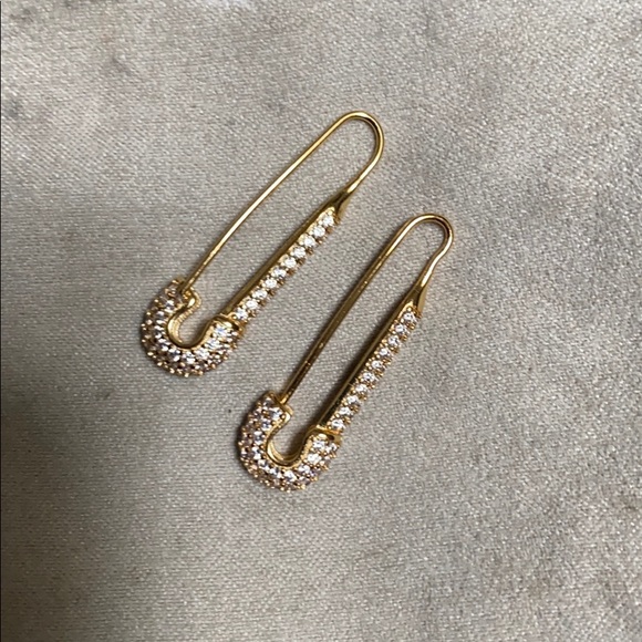 Jewelry - Gold Pave Paper Clip Earrings